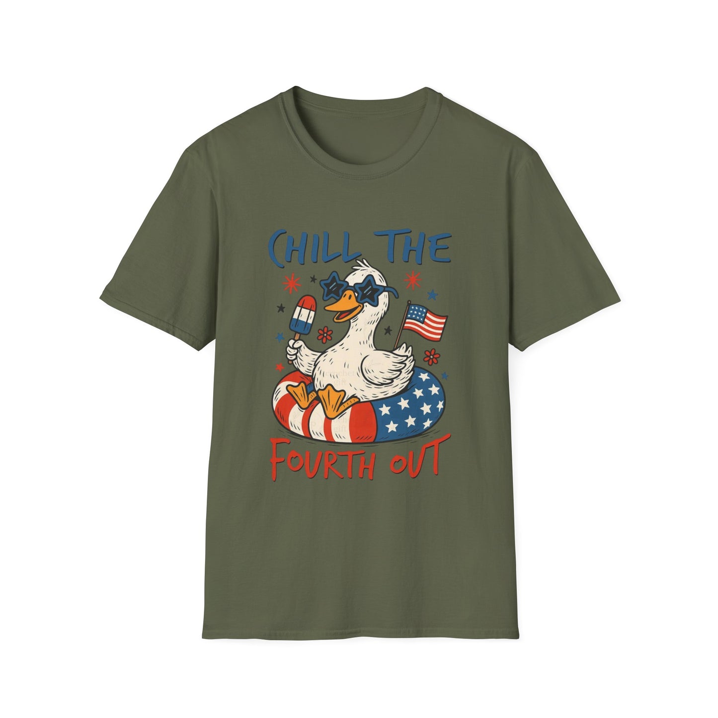 Chill the Fourth Out T-Shirt — Patriotic Duck 4th of July Tee