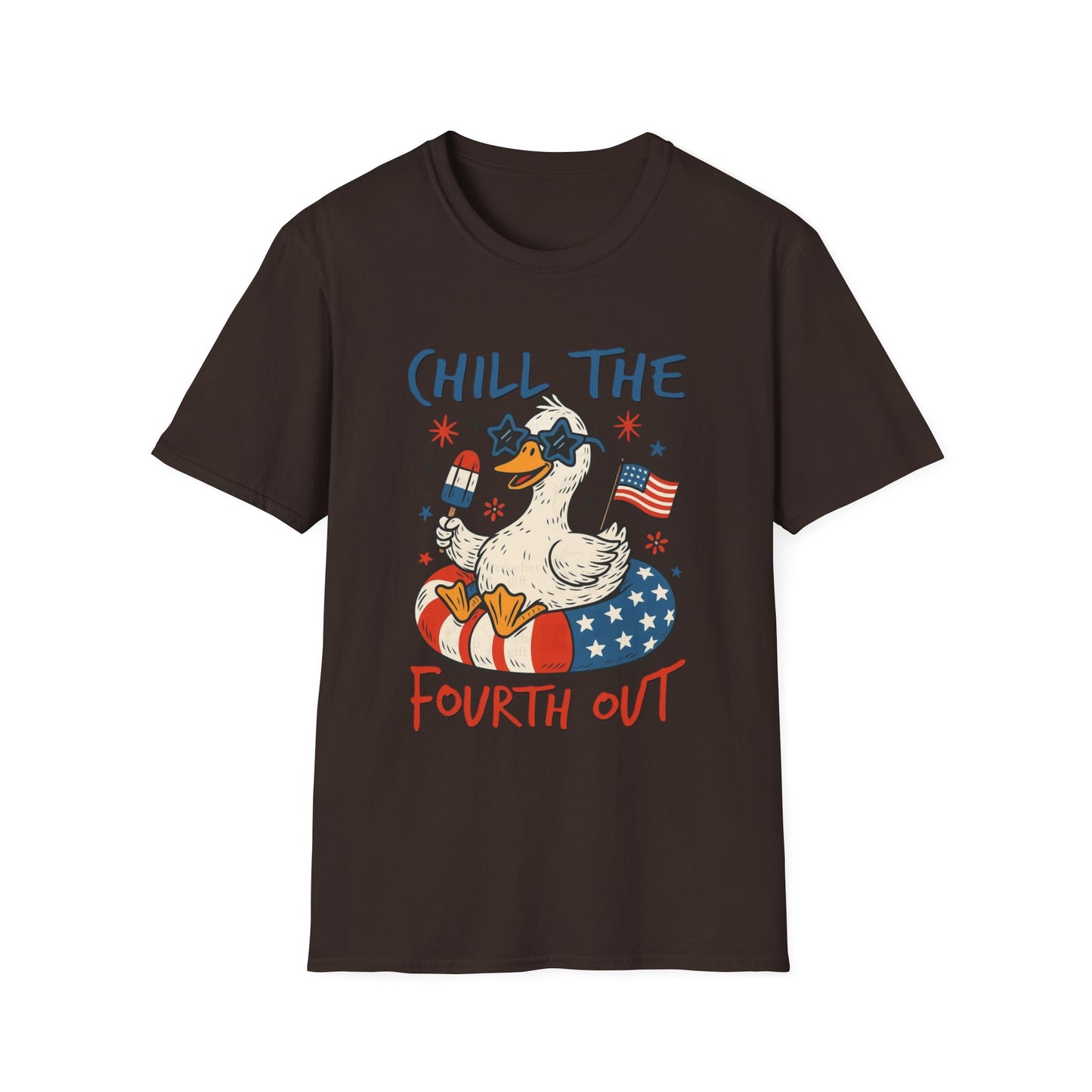 Chill the Fourth Out T-Shirt — Patriotic Duck 4th of July Tee