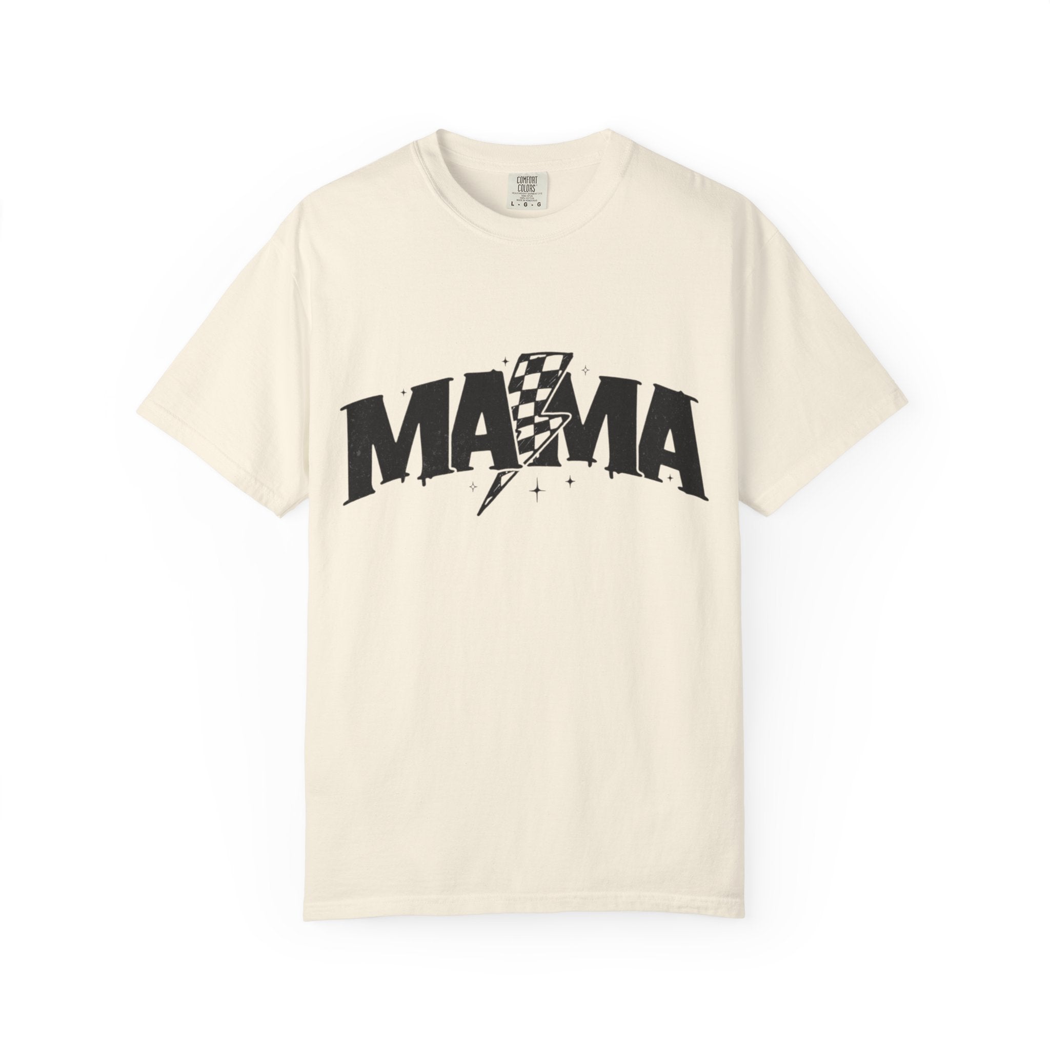 Mama Racing Graphic Tee — Checkered Lightning Mom T-Shirt