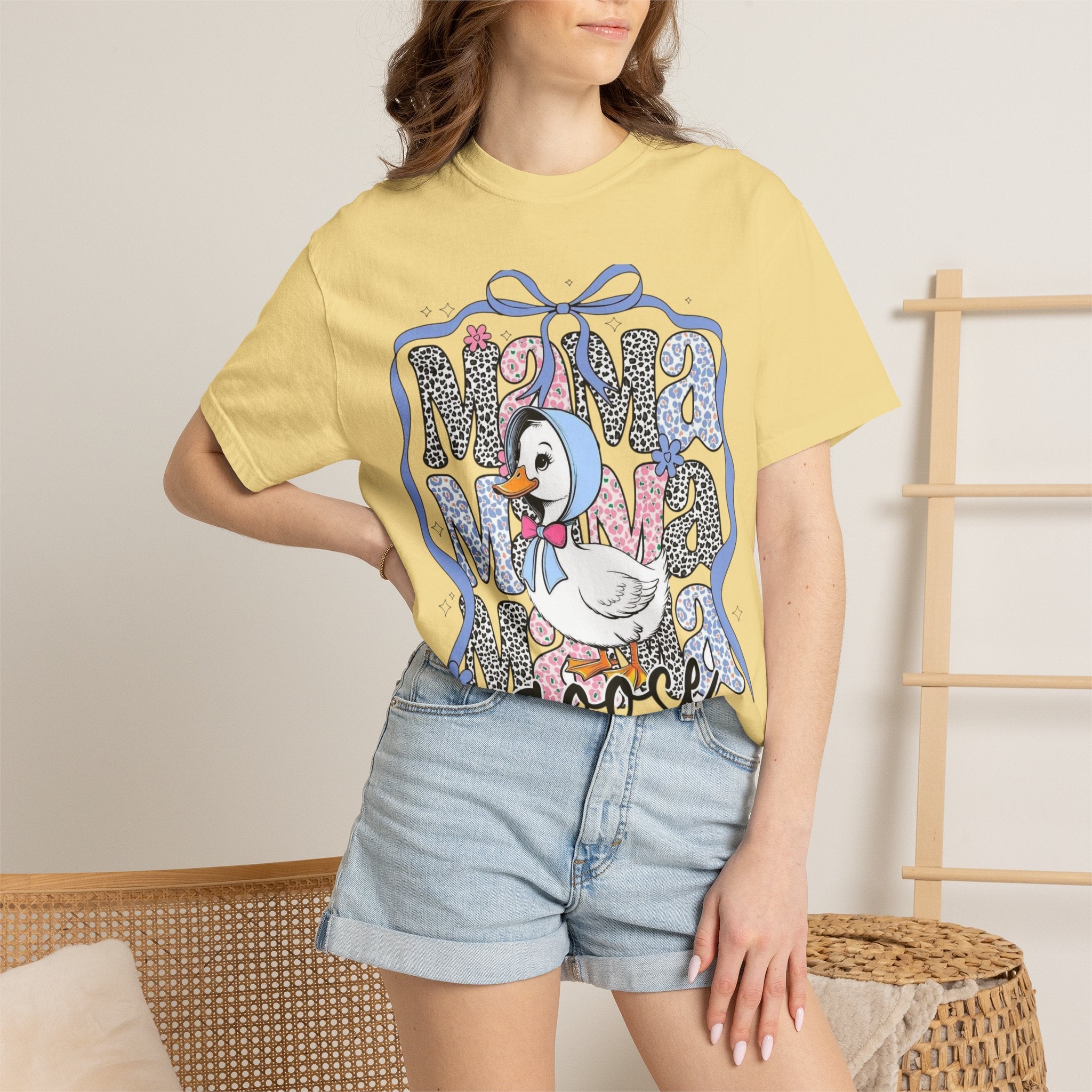 Mama Goose T-Shirt — Cute Vintage Duck Graphic Tee for New Moms & Baby Showers
