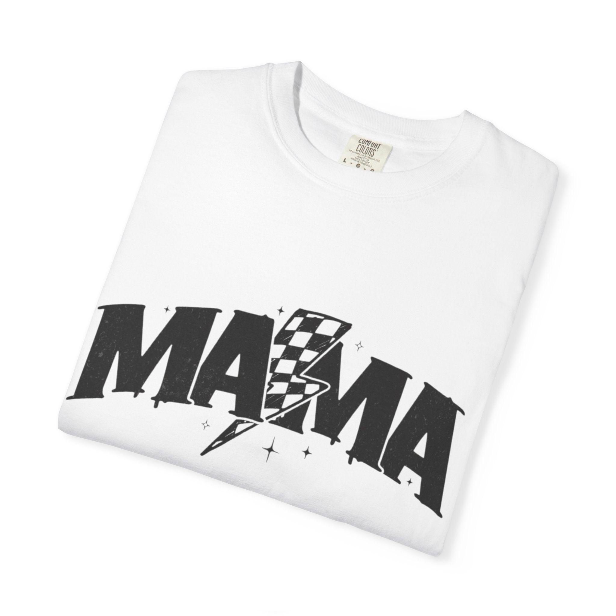 Mama Racing Graphic Tee — Checkered Lightning Mom T-Shirt