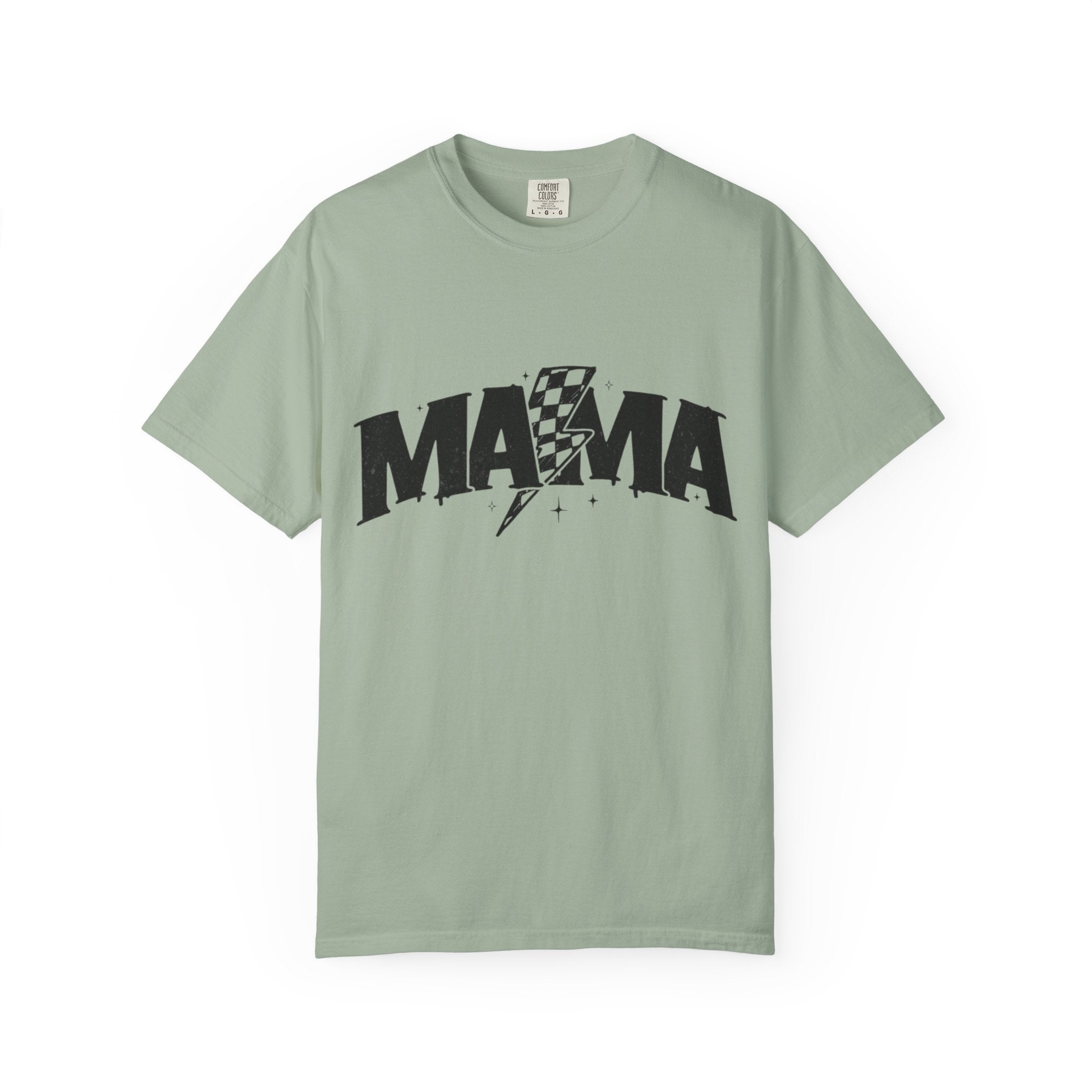 Mama Racing Graphic Tee — Checkered Lightning Mom T-Shirt