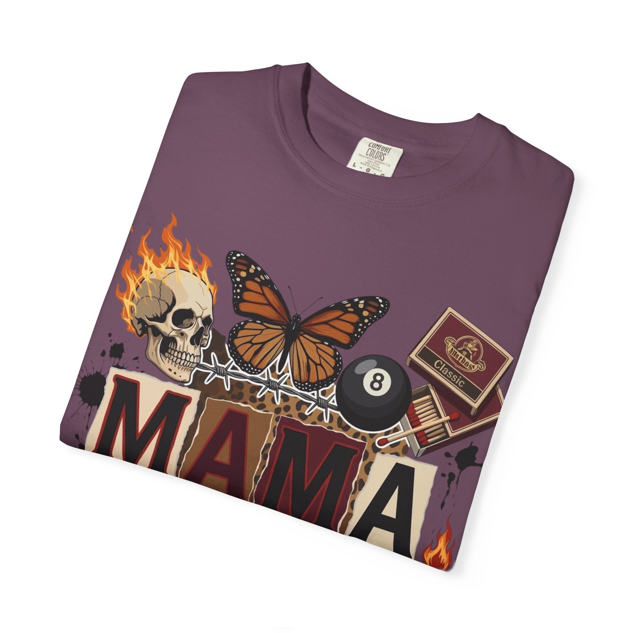 Mama Retro Patchwork Tee — Vintage Route 66, Tiger & Skull Graphic T-Shirt