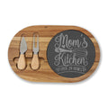 Engraved "Mom's Kitchen" Charcuterie Board with Cheese Tools