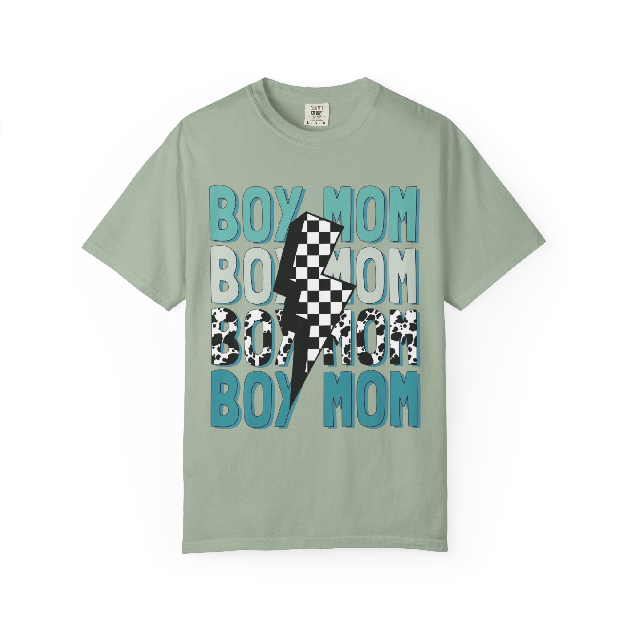 Boy Mom Graphic T-Shirt — Checkerboard Lightning Design