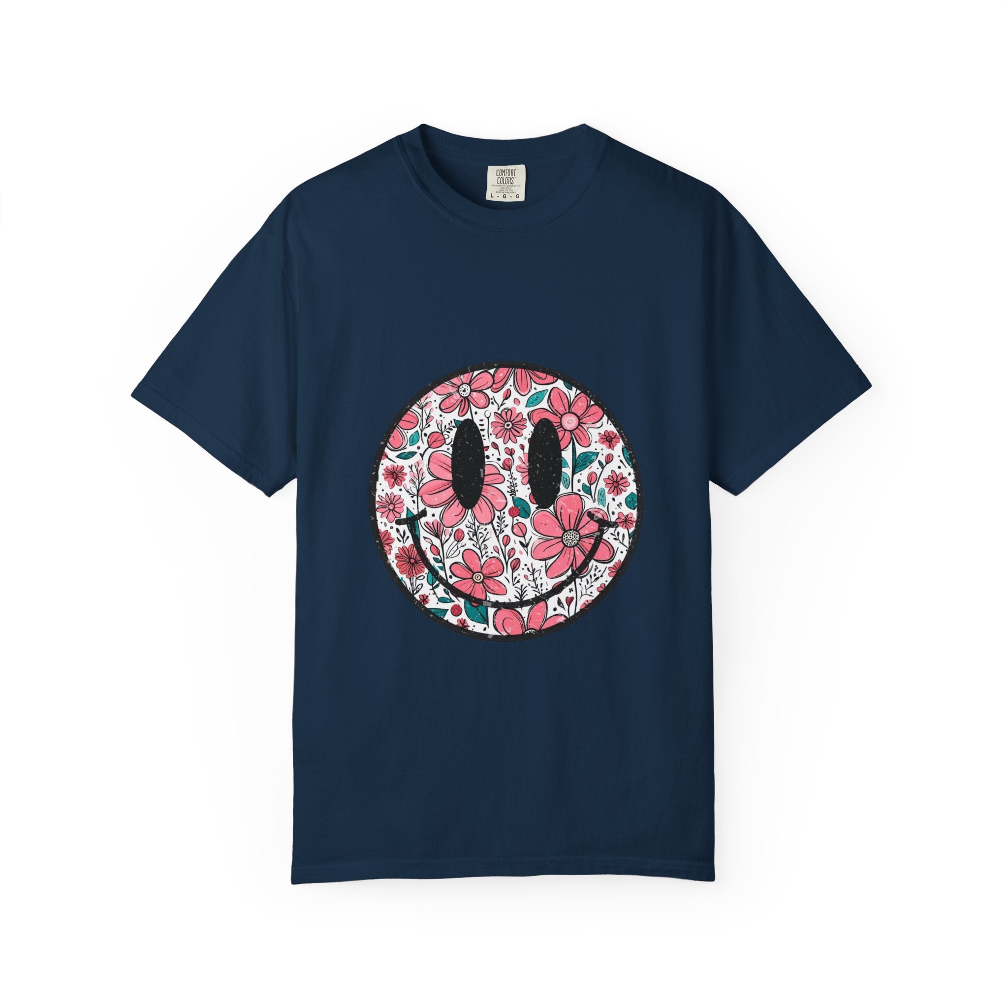 Floral Smiley T-Shirt — Pink Botanical Smile Tee