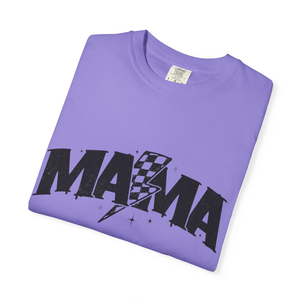 Mama Racing Graphic Tee — Checkered Lightning Mom T-Shirt