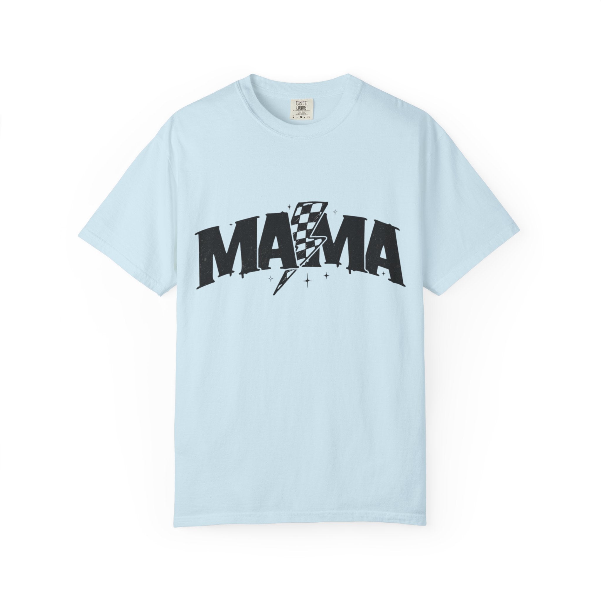 Mama Racing Graphic Tee — Checkered Lightning Mom T-Shirt