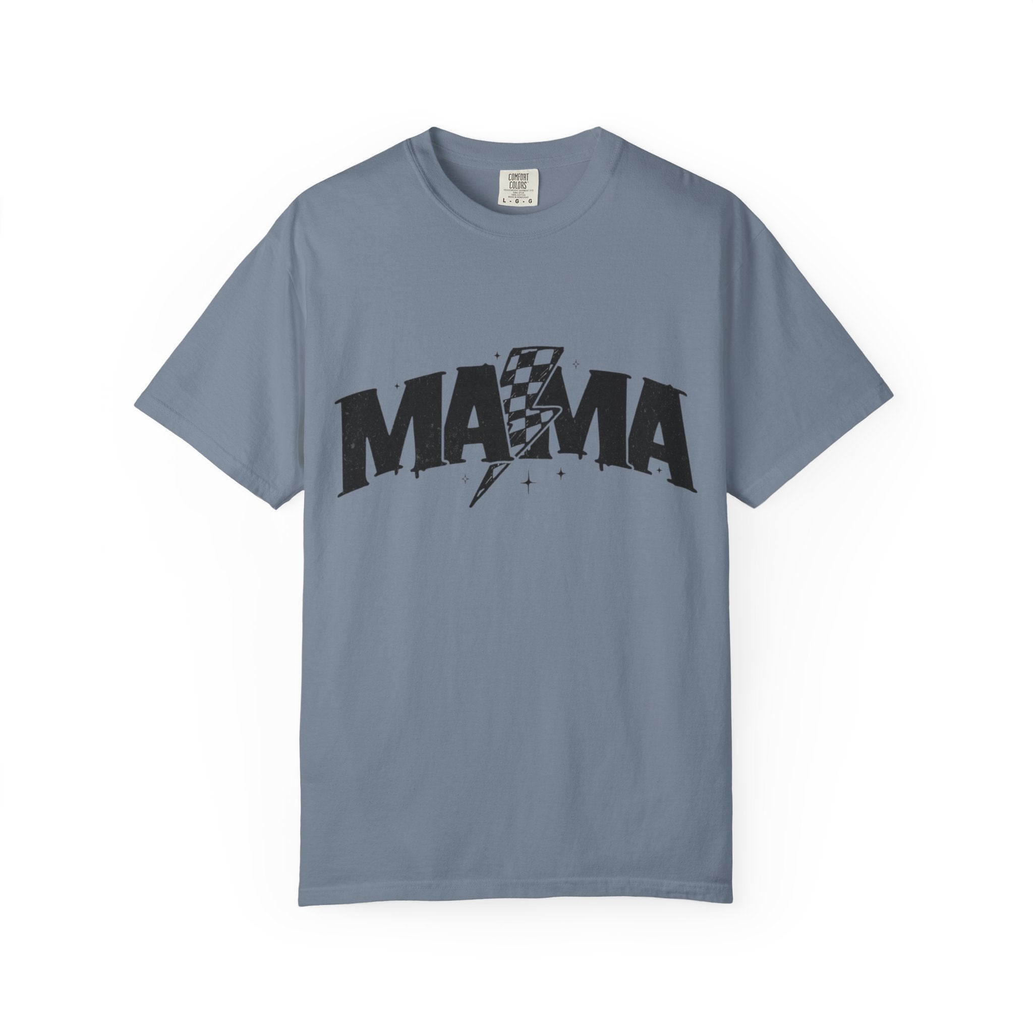 Mama Racing Graphic Tee — Checkered Lightning Mom T-Shirt