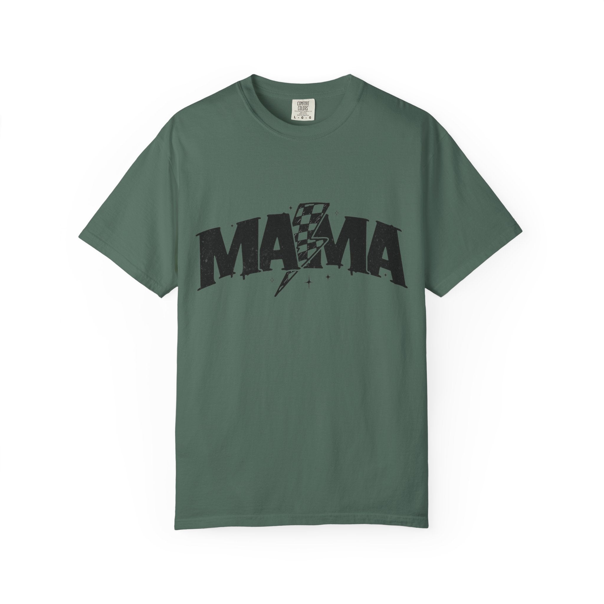 Mama Racing Graphic Tee — Checkered Lightning Mom T-Shirt