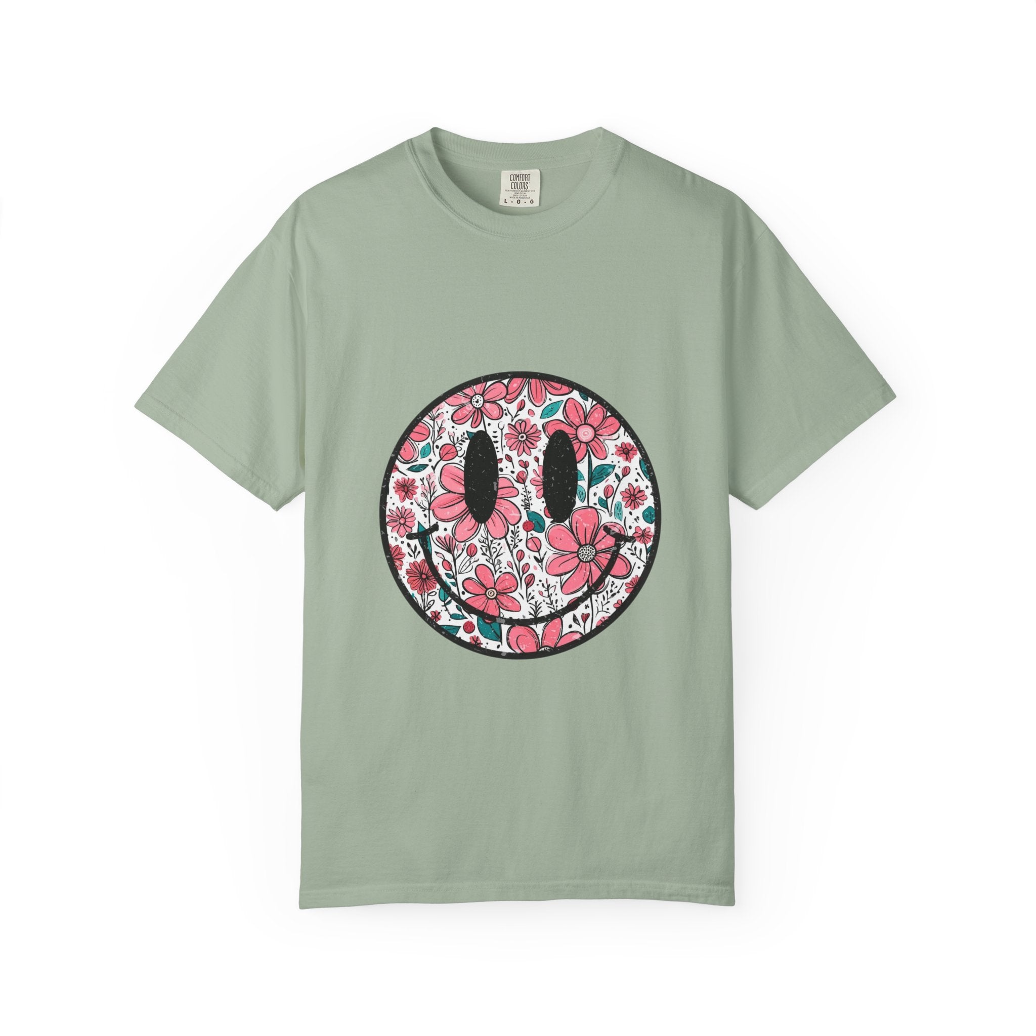 Floral Smiley T-Shirt — Pink Botanical Smile Tee