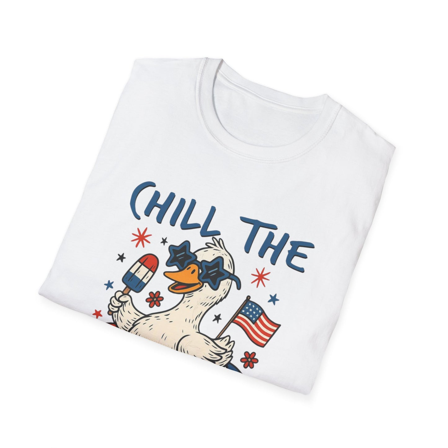 Chill the Fourth Out T-Shirt — Patriotic Duck 4th of July Tee