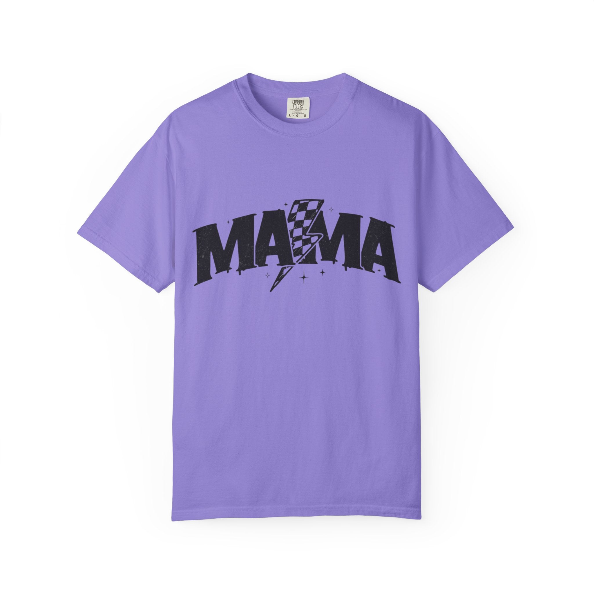 Mama Racing Graphic Tee — Checkered Lightning Mom T-Shirt