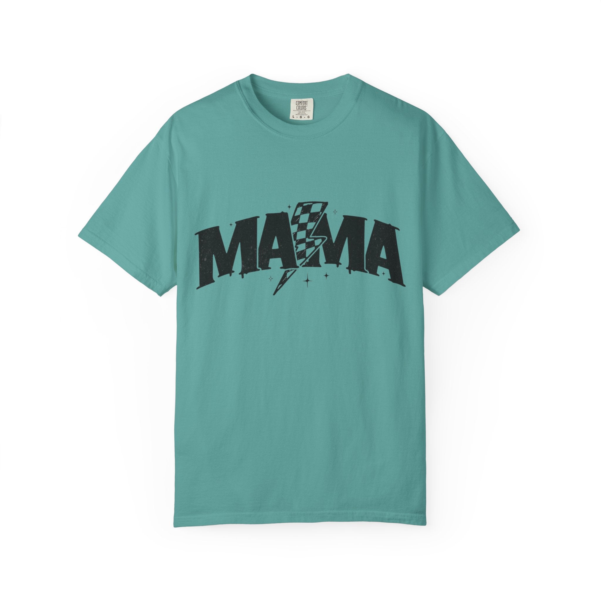 Mama Racing Graphic Tee — Checkered Lightning Mom T-Shirt