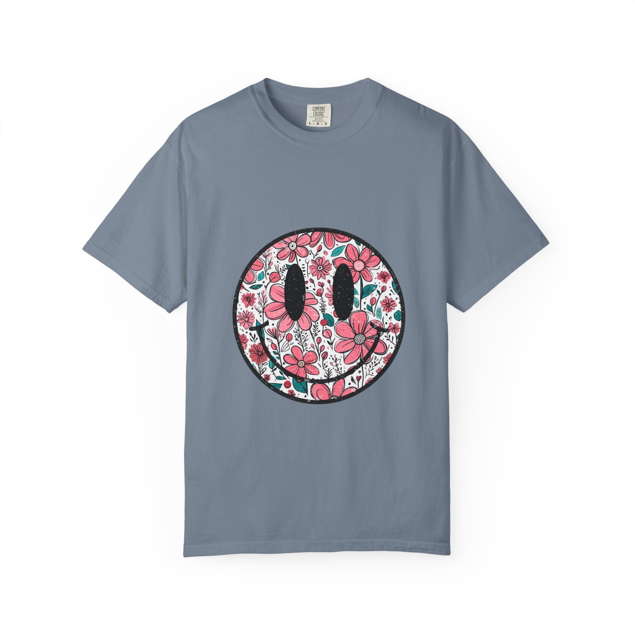 Floral Smiley T-Shirt — Pink Botanical Smile Tee
