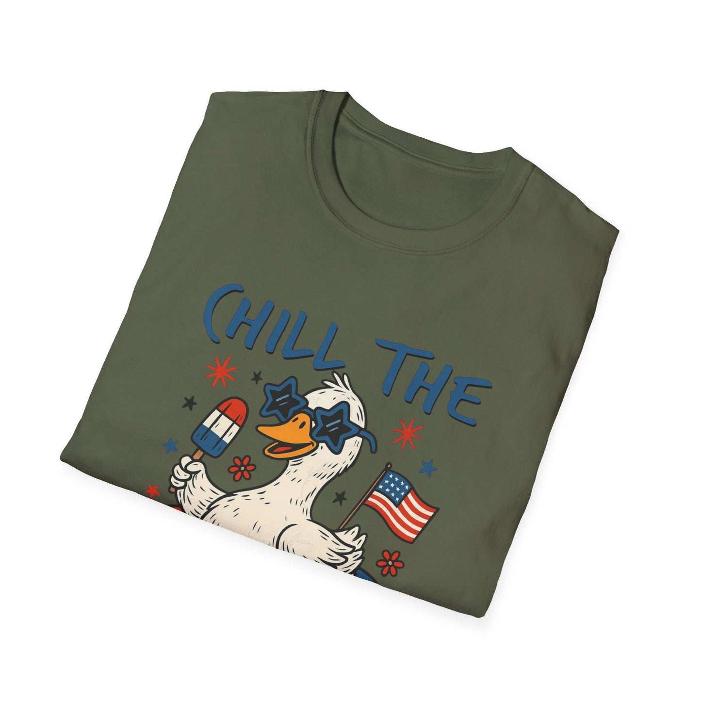 Chill the Fourth Out T-Shirt — Patriotic Duck 4th of July Tee