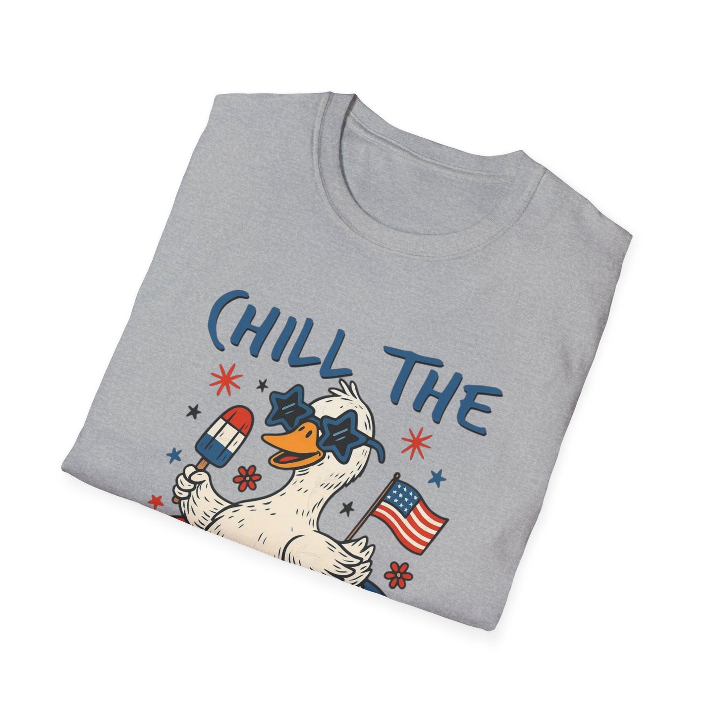 Chill the Fourth Out T-Shirt — Patriotic Duck 4th of July Tee