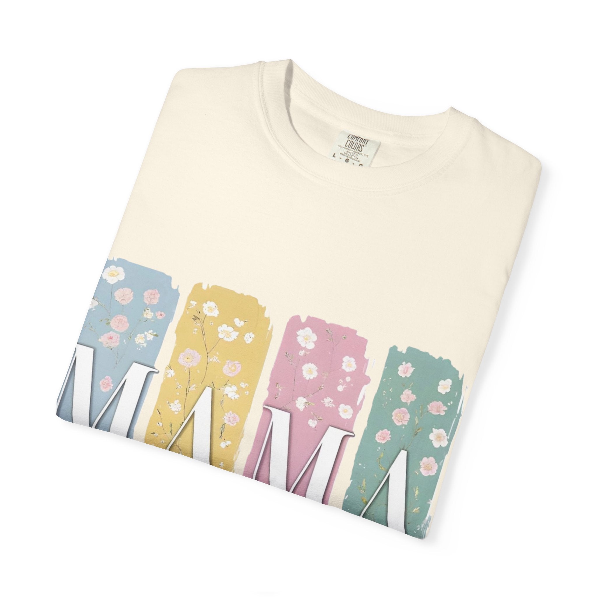 Mama Floral Stripes T-Shirt — Pastel Mom Shirt with Bow