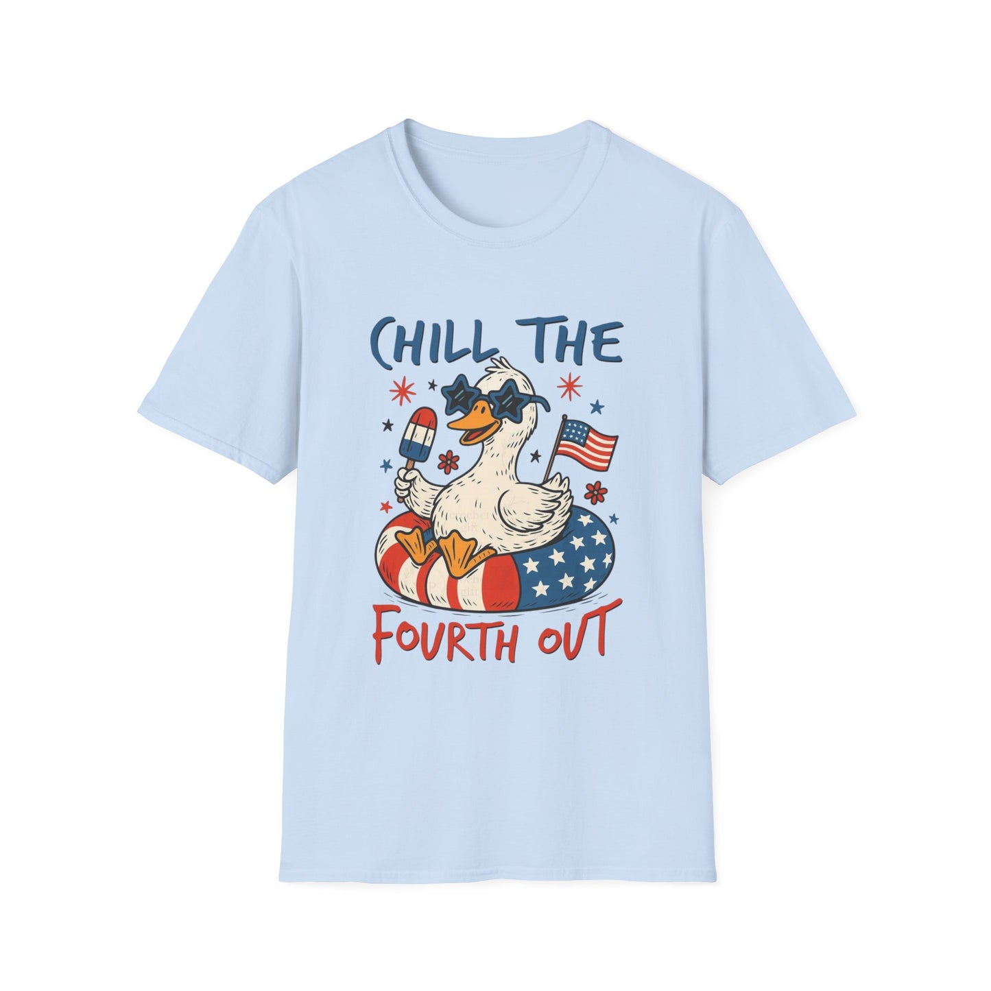 Chill the Fourth Out T-Shirt — Patriotic Duck 4th of July Tee