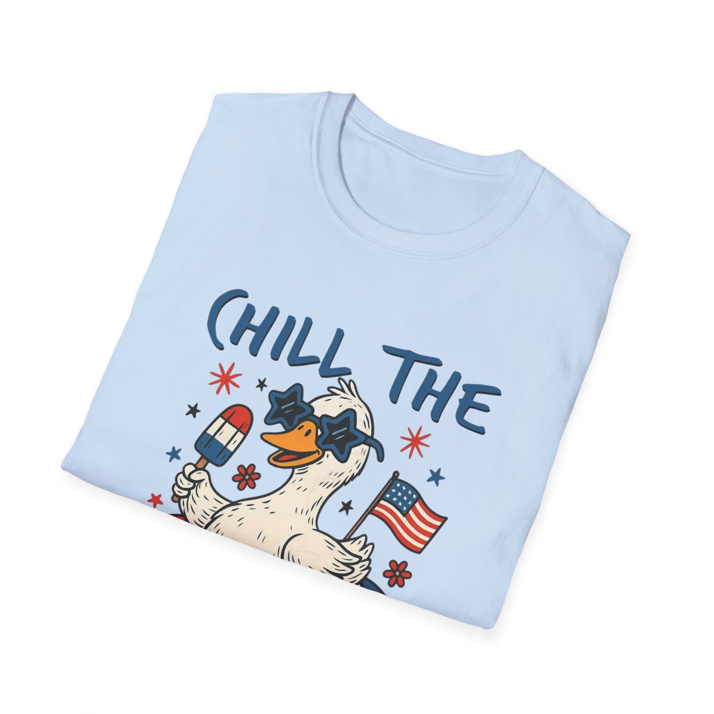 Chill the Fourth Out T-Shirt — Patriotic Duck 4th of July Tee