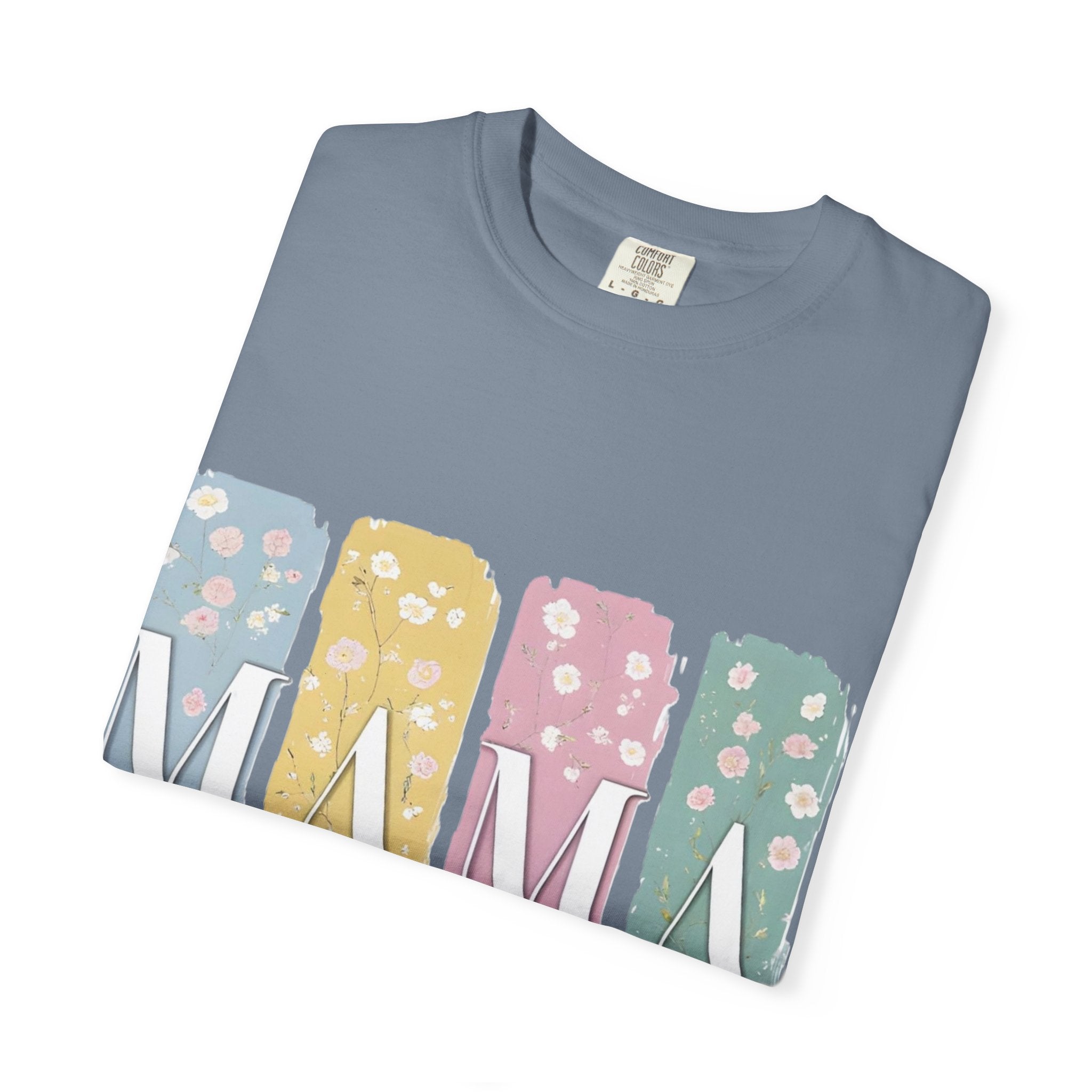 Mama Floral Stripes T-Shirt — Pastel Mom Shirt with Bow
