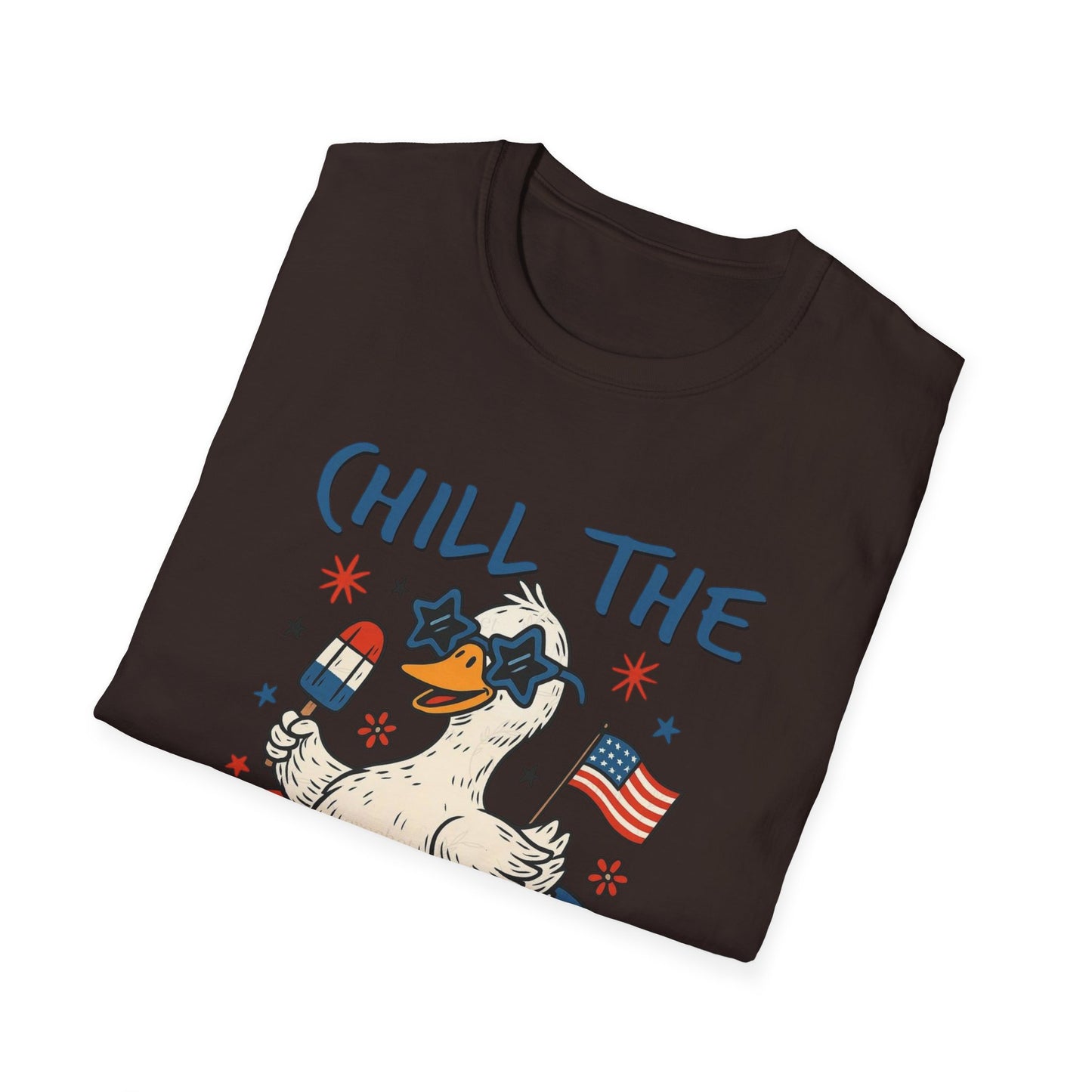 Chill the Fourth Out T-Shirt — Patriotic Duck 4th of July Tee