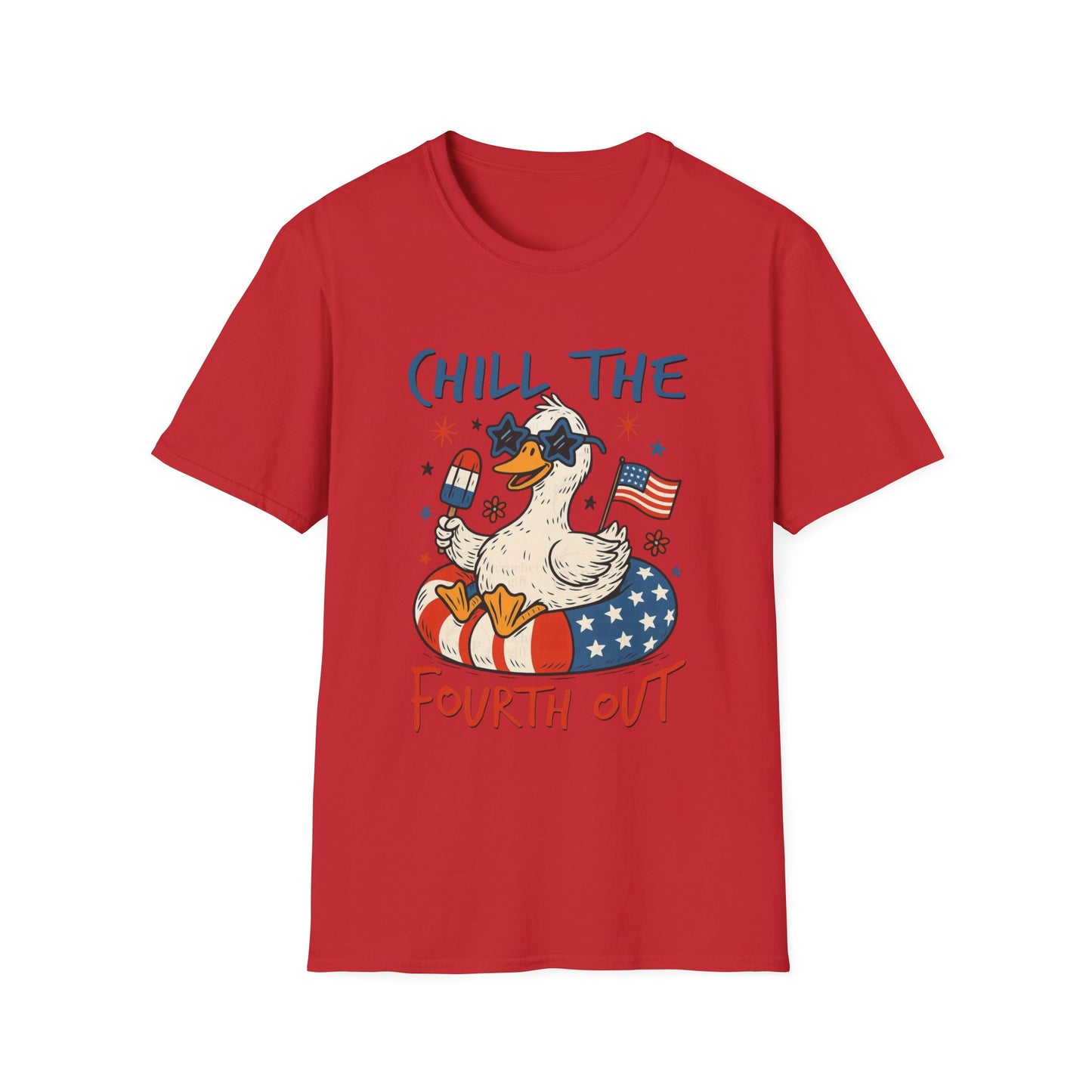 Chill the Fourth Out T-Shirt — Patriotic Duck 4th of July Tee