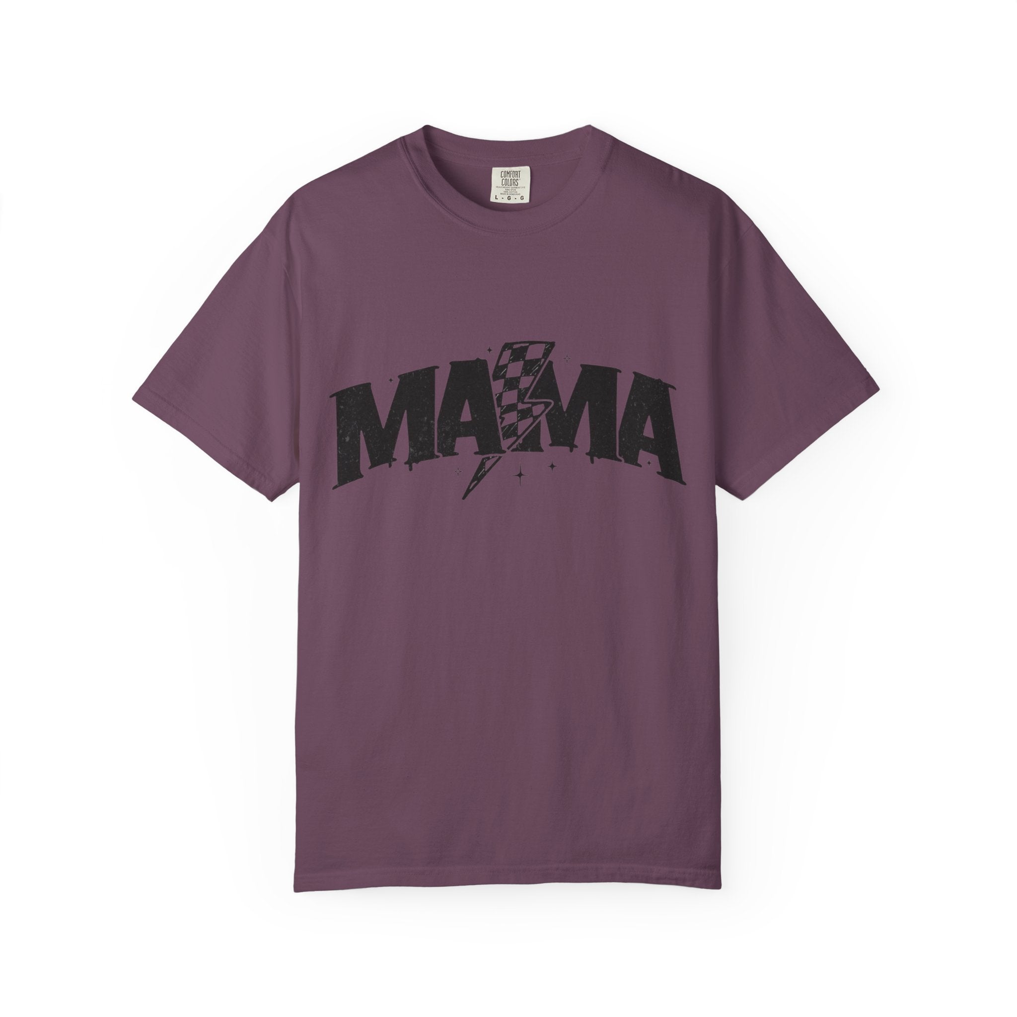 Mama Racing Graphic Tee — Checkered Lightning Mom T-Shirt