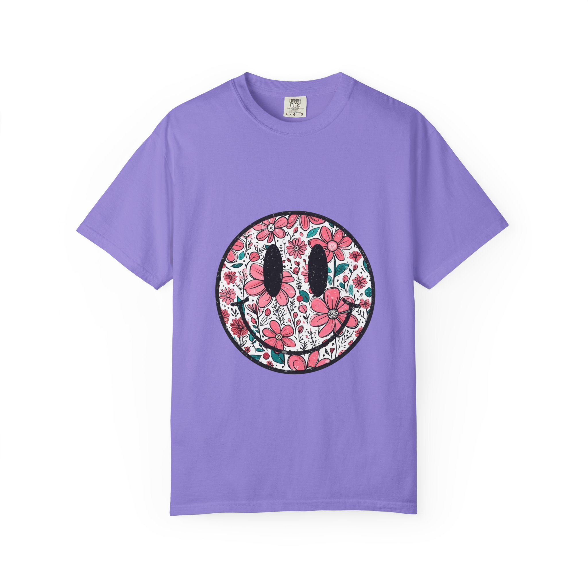 Floral Smiley T-Shirt — Pink Botanical Smile Tee