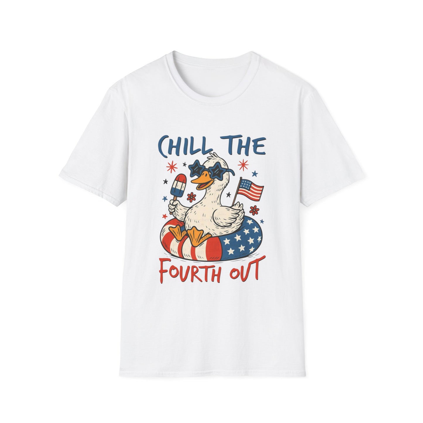 Chill the Fourth Out T-Shirt — Patriotic Duck 4th of July Tee