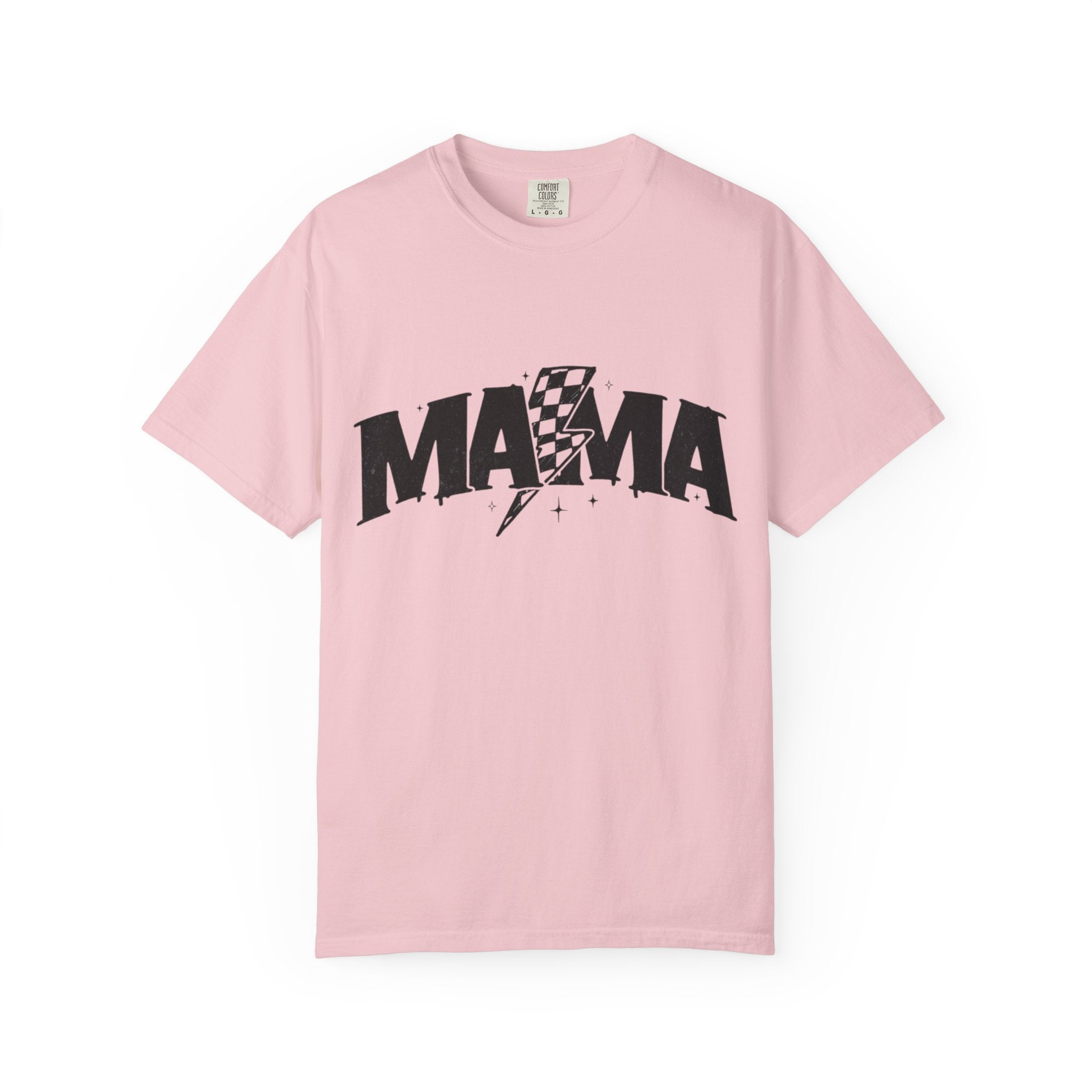Mama Racing Graphic Tee — Checkered Lightning Mom T-Shirt