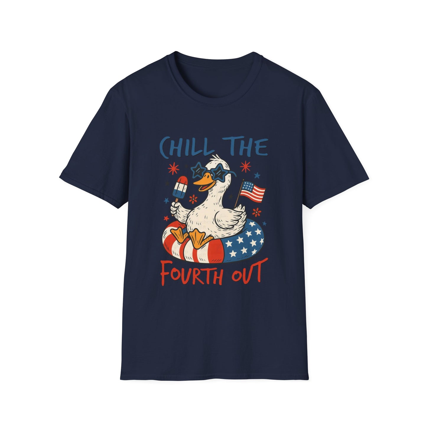 Chill the Fourth Out T-Shirt — Patriotic Duck 4th of July Tee