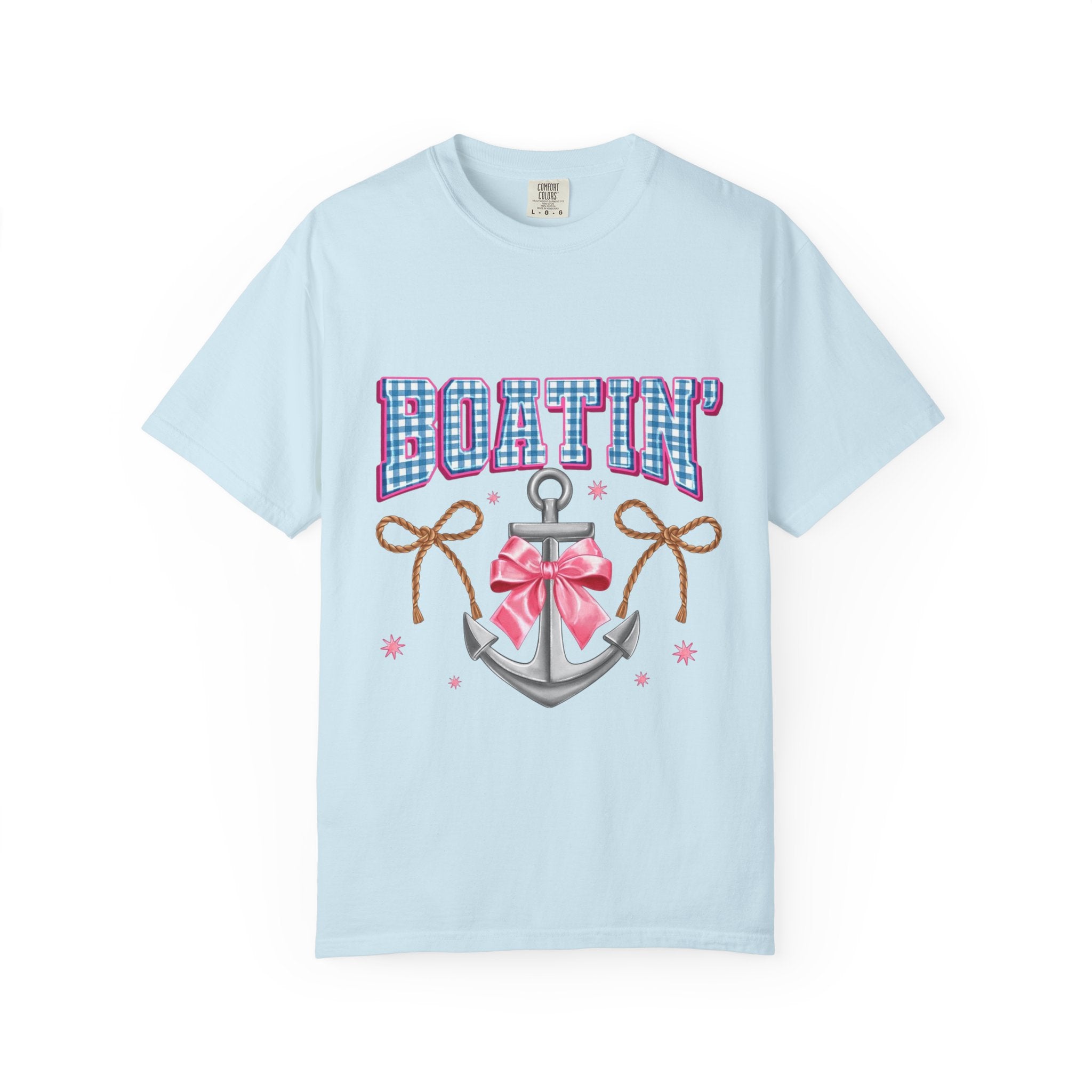Boatin' Anchor T-Shirt — Cute Nautical Graphic Tee with Pink Bow