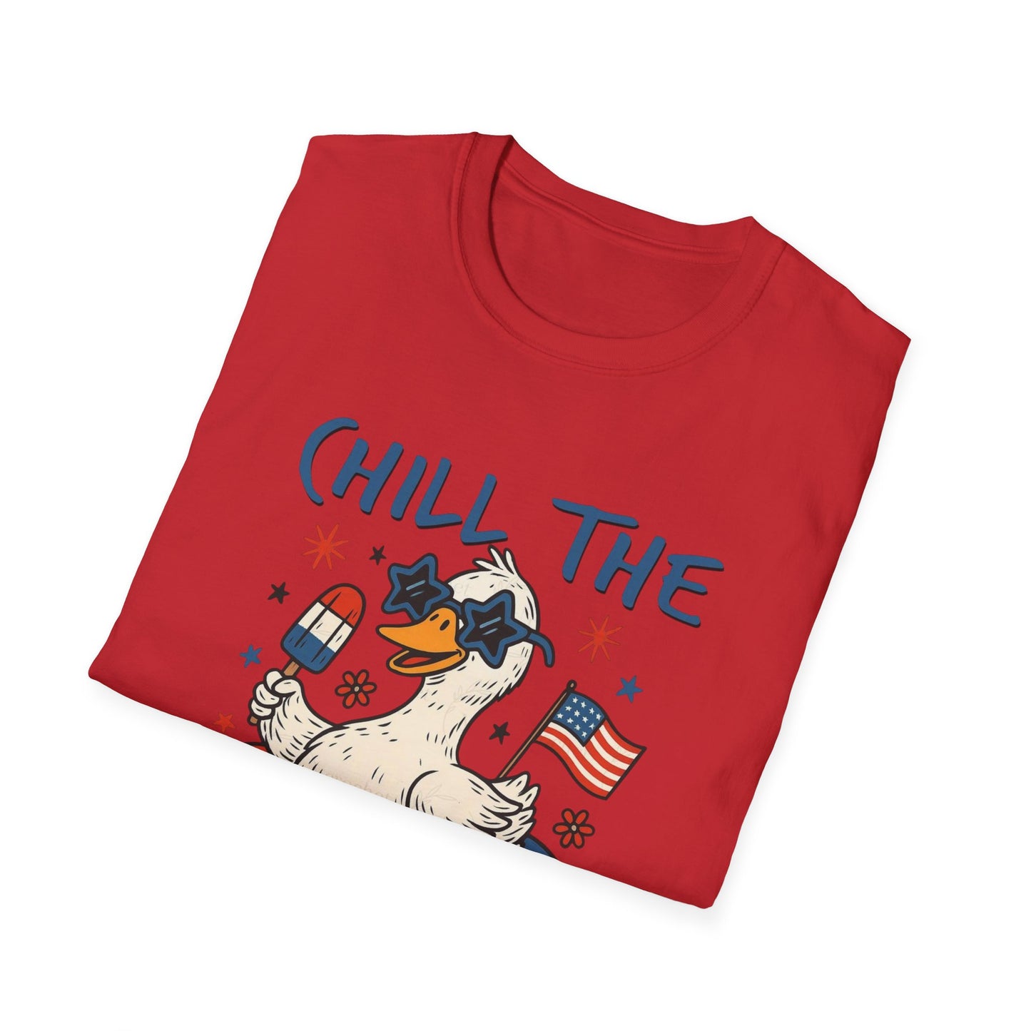 Chill the Fourth Out T-Shirt — Patriotic Duck 4th of July Tee