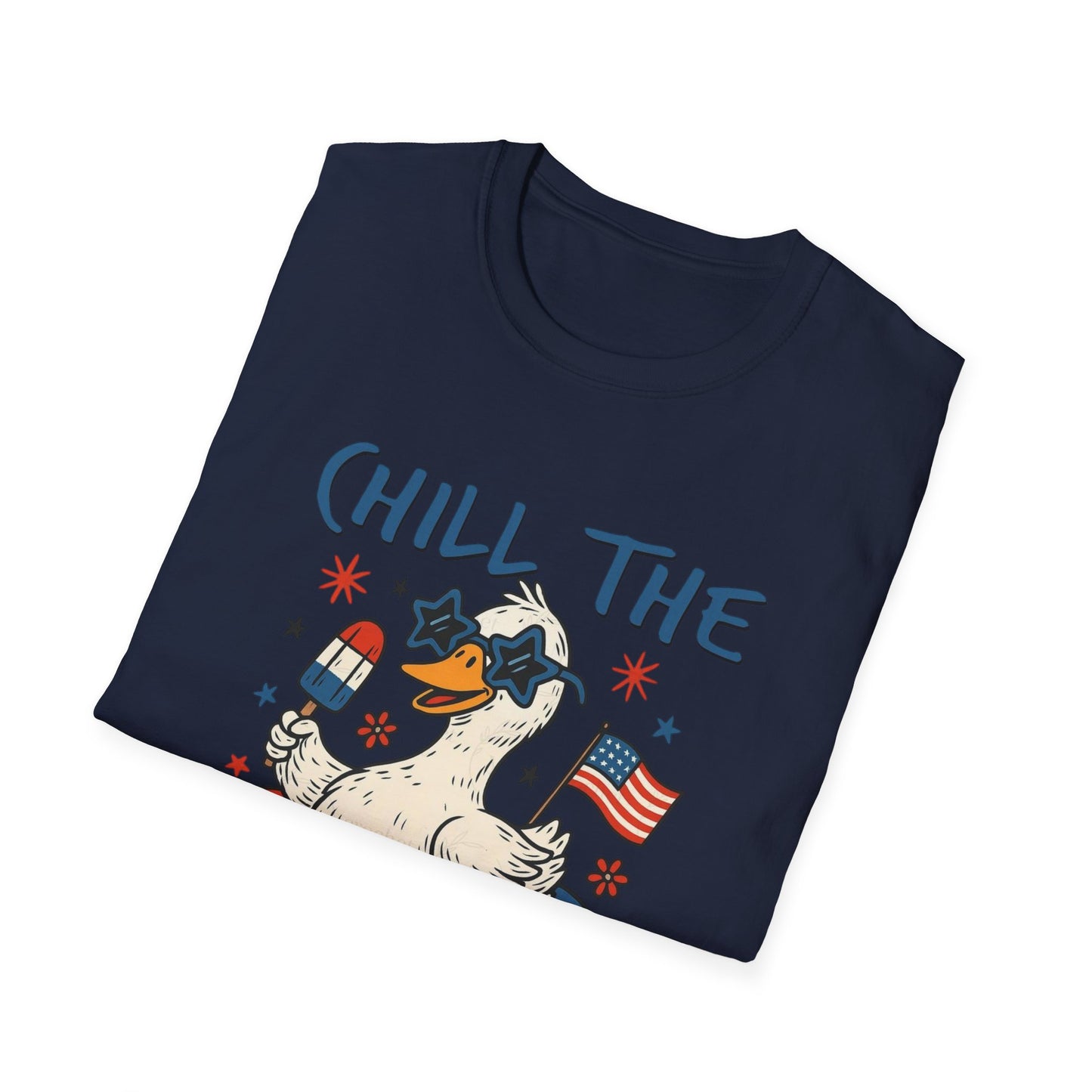 Chill the Fourth Out T-Shirt — Patriotic Duck 4th of July Tee