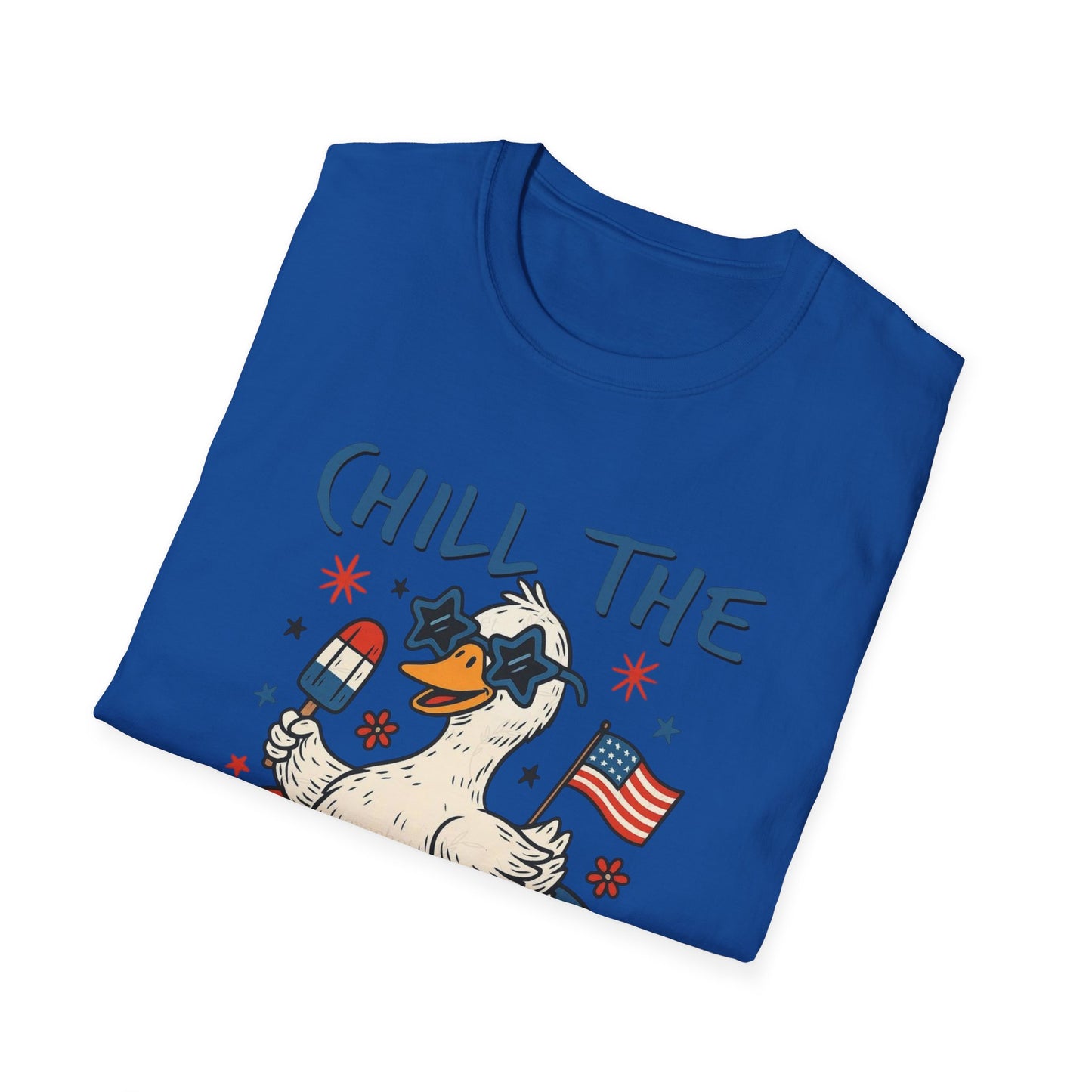 Chill the Fourth Out T-Shirt — Patriotic Duck 4th of July Tee