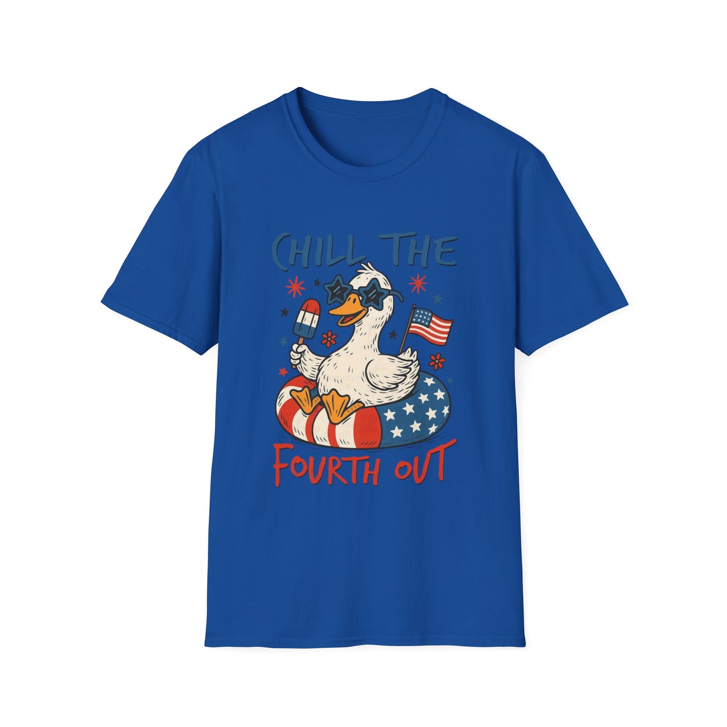 Chill the Fourth Out T-Shirt — Patriotic Duck 4th of July Tee