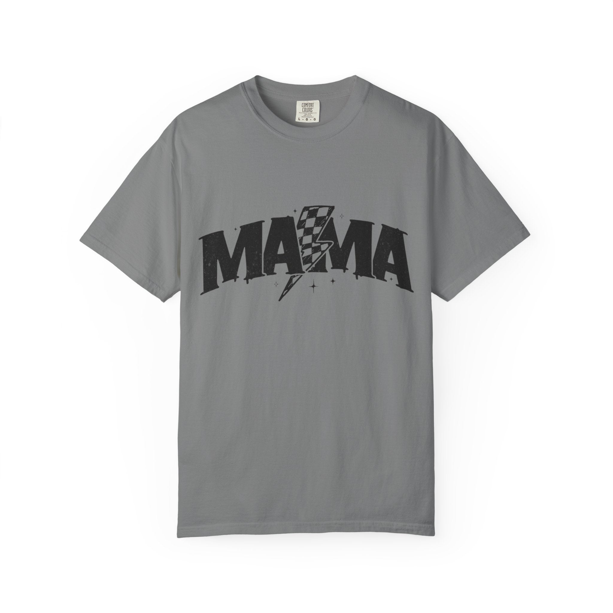Mama Racing Graphic Tee — Checkered Lightning Mom T-Shirt