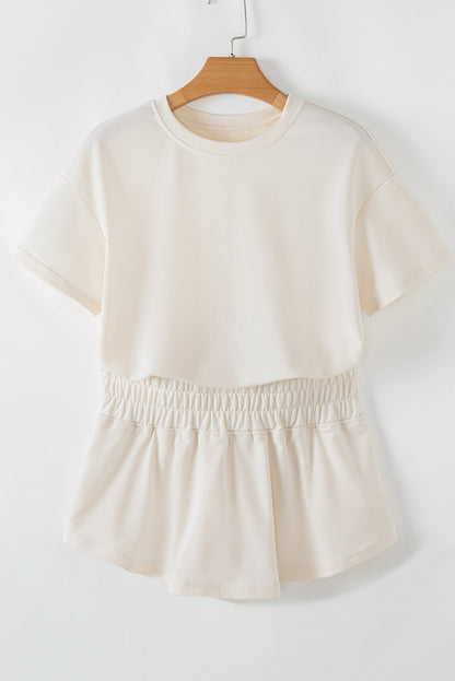 Blossom 2pcs Cropped Tee and Ruffle High Waist Skort Set